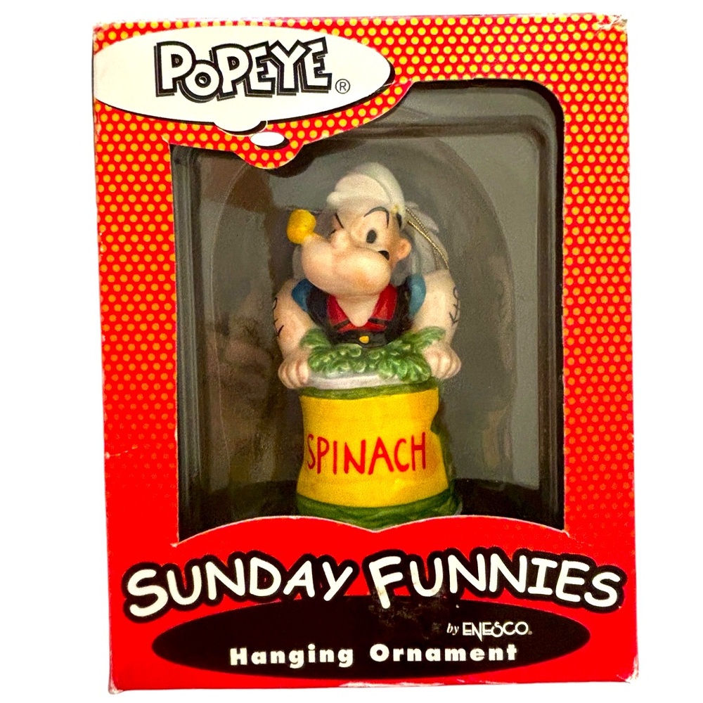 Vintage 1999 Popeye The Sailor Spinach Can Ornament Preowned in Original Box EUC